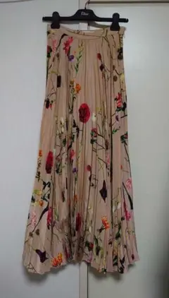 VALENTINO シルク フローラル プリーツスカート