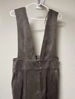 ZARA グレー スエード風オーバーオール