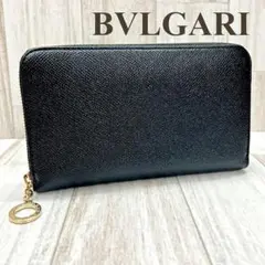 ブルガリ BVLGARI ラウンドファスナー長財布 ブラック ロゴサークル