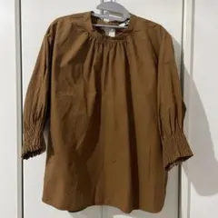 UNIQLO ブラウン ギャザー入りシャツ S