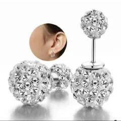 パヴェボール ピアス 6mm×10mmペア◆シャフト8mm〜