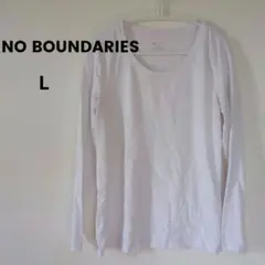 NO BOUNDARIES ホワイト長袖Tシャツ
