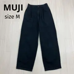 無印良品 MUJI タック チノパン ハイウエスト テーパードパンツ M