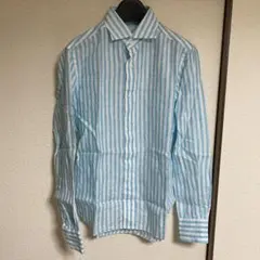 【中古美品】鎌倉シャツ　リネンストライプシャツ(37)
