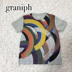 graniph グラニフ 幾何学模様 Tシャツ グリーン コットン 綿 S