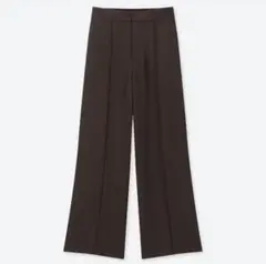 ユニクロ ハイウエストドレープワイドストレートパンツ ブラウン S