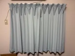 遮光1級カーテン 100x120cm x2 水色 レース付き