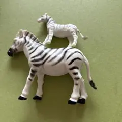 シマウマ　親子　動物フィギュア　シマウマ大小セット