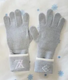 美品!ルイヴィトン手袋グローブグレーブランドロゴ冬カシミヤ混フォクシールネ