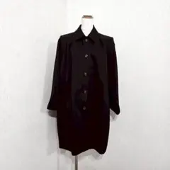 日本製 シンプルフォーマルロングコート スプリングコート ブラック（11）