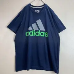 adidas 半袖Tシャツ XL 紺 90s ゆるだぼ スポーツMIX