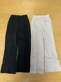 FUN フレアパンツ ブラック&ベージュ