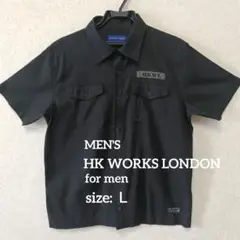 【未使用】HK WORKS LONDON 半袖シャツ 羽織り 黒 Lサイズ