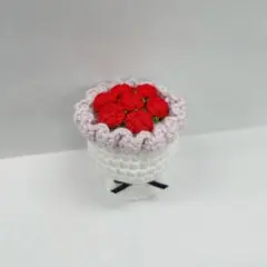 【枯れない花束】ミニブーケ　モチーフ　あみぐるみ　レッド