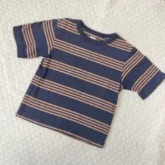 UNIQLO Uユニクロユー　ネイビー×オレンジストライプ 半袖Tシャツ 110