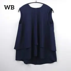 美シルエット☆WB ネイビー ノースリーブトップス 38 上品 ビジネス