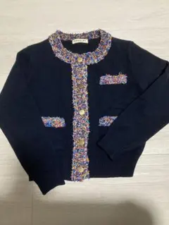 ネイビー ボタン付きカーディガン