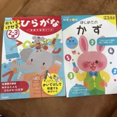 2～3歳 かいてけせる ひらがな　はじめてのかず　2.3.4歳