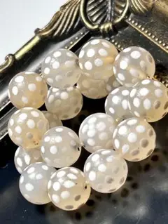 ✨可愛い水玉模様 白満天天珠ブレスレット✨10.3mm 15cm 連材としても！