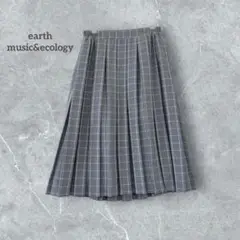 【アース】 膝丈 チェック プリーツスカート バックゴム 裏地付き レーヨン混