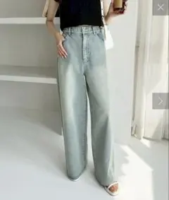 NICE CLAUP ウエストサイズ調整可　美脚ワイドデニム　S
