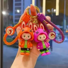 ラブブスウェットシャツキーホルダープレゼンオレンジとピンク2体セット
