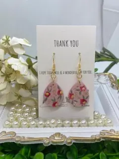 レジンアクセサリー　ピアス　椿　春　和装　入学式　　M-175