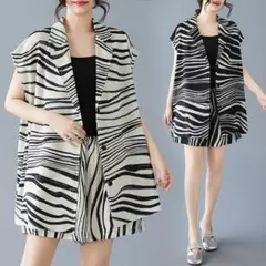 【新品】大きいサイズ夏服ゼブラ柄セットアップ 半袖ショートパンツ短パン