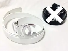 CHANEL シャネル ロゴ ベルト 白