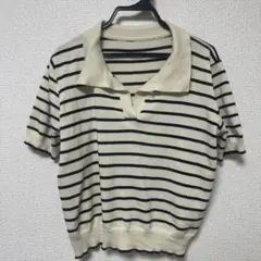 半袖ポロネック　ボーダーTシャツ