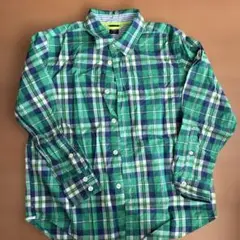 GapKids 緑系チェック柄 長袖シャツ 130cm