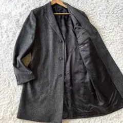 極美品　ヒューゴボス　チェスターコート　メランジ　ビジネス　52 グレー　2XL