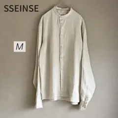 美品】SSEINSEセンス リネンスタンドカラーシャツ ベージュ ナチュラル夏秋