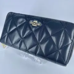 ✨良品✨　COACH キルティング ブラック長財布　ラウンドファスナー