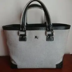 BURBERRY BLUE LABEL キャンバス×レザー トートバッグ