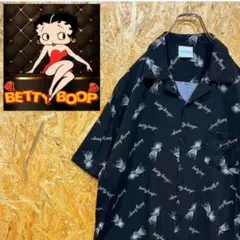 送料無料 ベティーブープ 総柄 モノトーン ゆるだぼ00s アロハシャツ 半袖