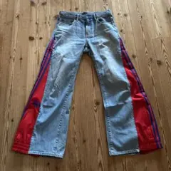 リメイクデニム　adidas フレアデニム