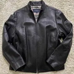 極美品 バーバリーロンドン ライダース ラムレザー ジャケット XL