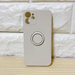 iPhone12 mini シリコン ケース リング付(ホワイトベージュ)