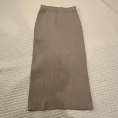 ベージュ リブタイトスカート