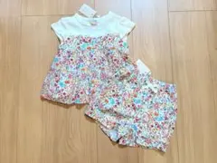 新品未使用　プティマイン　花柄Tシャツとショートパンツの上下セット　90
