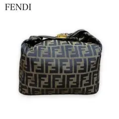 【良品】FENDI フェンディ ポーチ バニティ ズッカ柄 ブラウン キャンバス