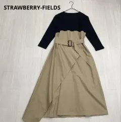 ◆ STRAWBERRY-FIELDS ドッキング リブ ニット ワンピース