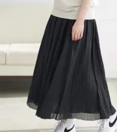 Spick & Span ワッシャークロスシアースカート　ブラック　サイズ36
