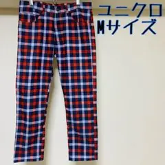美品　UNIQLO ユニクロ　ストレッチ　チェック　パンツ　Mサイズ　メンズ