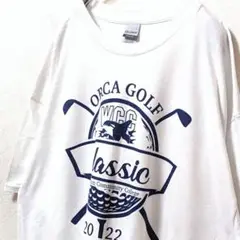 ギルダン オルカゴルフクラシック デカロゴ Tシャツ ホワイト白 XL 古着