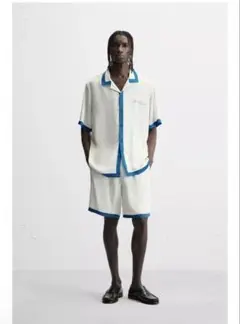 ZARA サテンプリントシャツ & バミューダパンツS 上下セットセットアップ