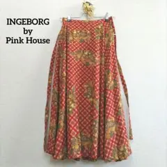 INGEBORG レーヨン ロングスカート サイド リボン付き