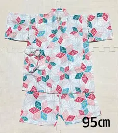 甚平　花柄　上下セット 95cm