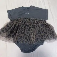 レオパード柄チュチュ付きロンパース 80